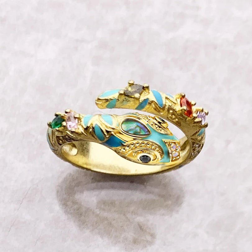 Vintage snake ring 925 sterling silver adjustable jewelry - GEMORM