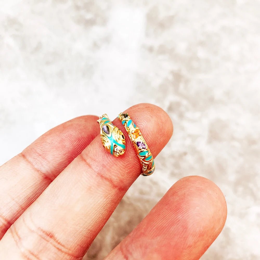 Vintage snake ring 925 sterling silver adjustable jewelry - GEMORM